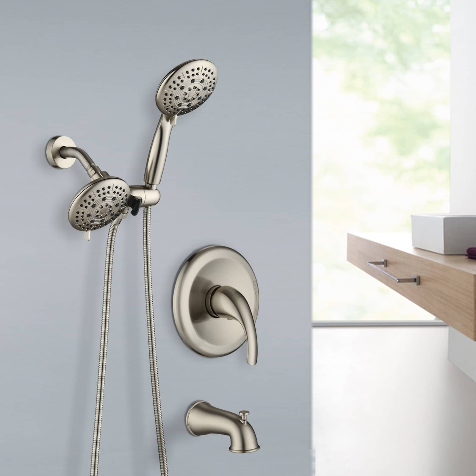 Wall Mounted Tub And Shower Faucet With Handheld Shower 4.5 Inch