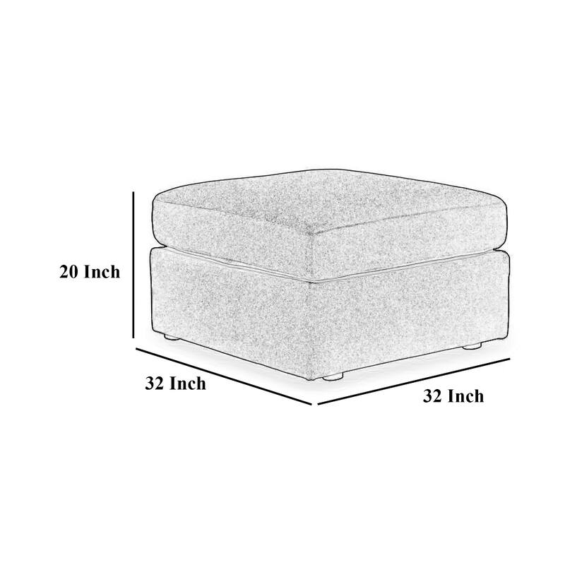 Meso Oversized Square Ottoman, Granite Gray Nuvella Polyester, 32 Inch