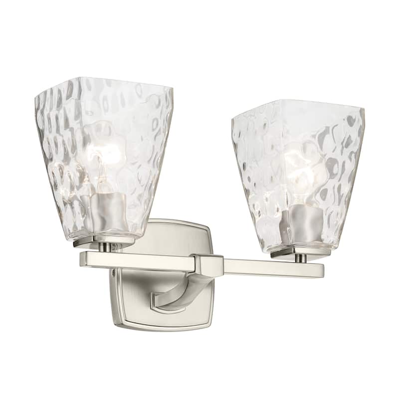 Kichler Lighting Marant 14.25" 2-Light Vanity Light with Clear Water Glass in Brushed Nickel