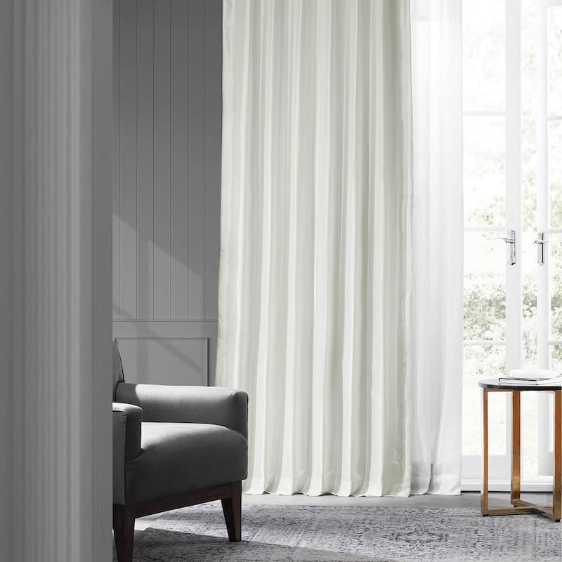Exclusive Fabric Faux Silk Taffeta Solid Blackout Curtain (1 Panel)