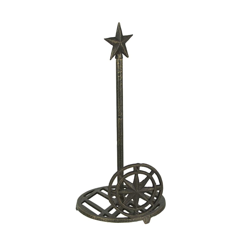 Zeckos Cast Iron Nautical Compass Rose Countertop Paper Towel Holder - 14.5 X 7 X 7 inches