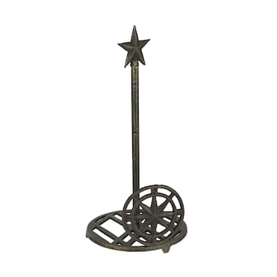 Zeckos Cast Iron Nautical Compass Rose Countertop Paper Towel Holder - 14.5 X 7 X 7 inches