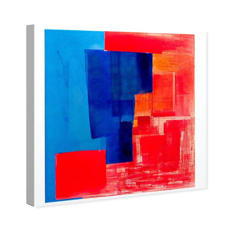 Wynwood Studio Abstract Hot and Cold Abstract Blue and Modern & Contemporary Wall Art Canvas Print