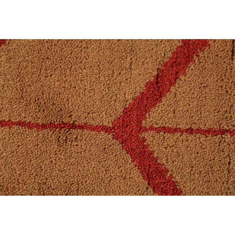 Hand Knotted Oriental 100% Wool Carpet Modern Geometric Oranges & Rust Moroccan Runner Rug - 9' 10'' X 2' 9''