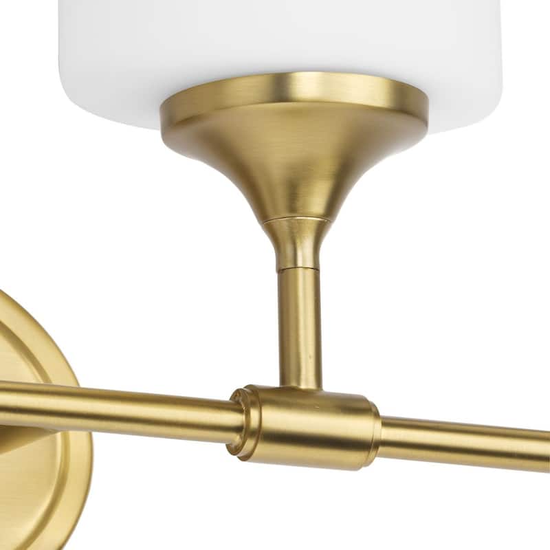 Lynzie Collection Four-Light Brushed Gold Etched Opal Glass Modern Bath Vanity Light - 33.25 in x 5.625 in x 11.125 in