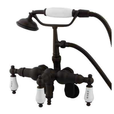 Elements Of Design Triple Handle Wall Mounted Clawfoot Tub Filler with