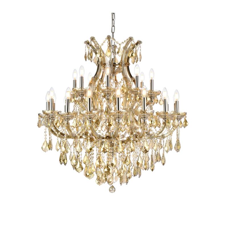 Fleur Illumination Collection Chandelier D:36in H:36in Lt:24 Golden Teak Finish