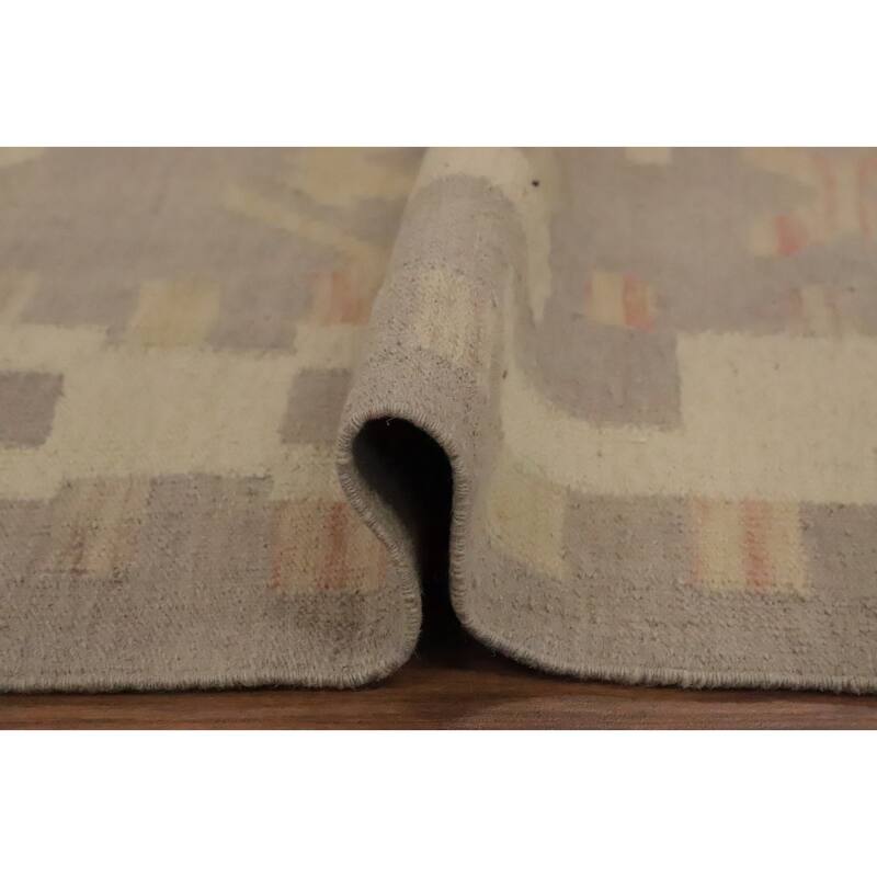 Hand Woven Oriental 100% Wool Carpet Southwestern Tribal Purples Kilim Area Rug - 8' 8'' X 5' 11''
