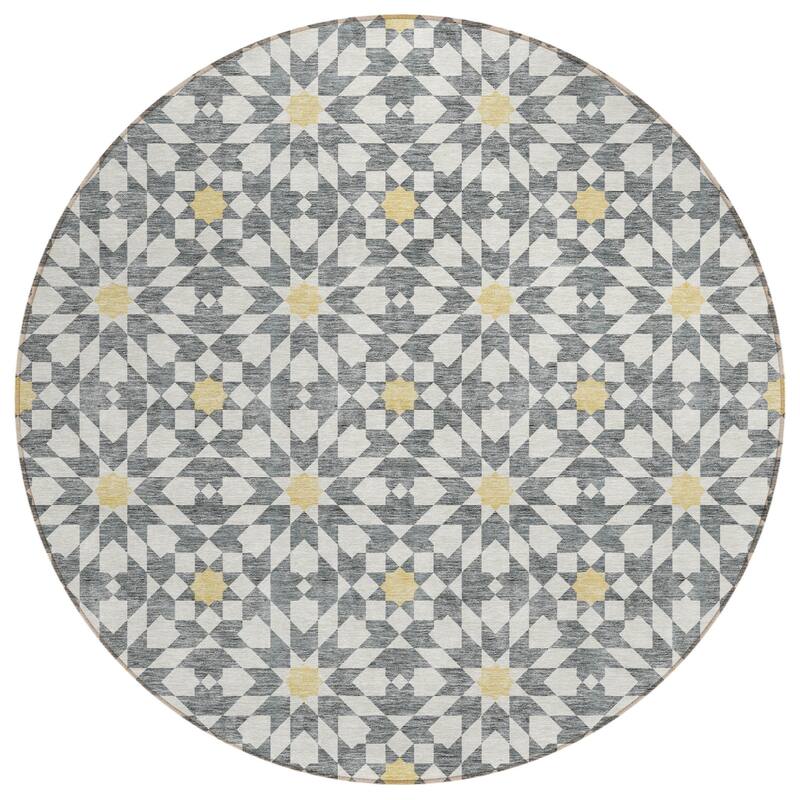 HomeRoots Floral Medallion Transitional Rectangle Outdoor Rug