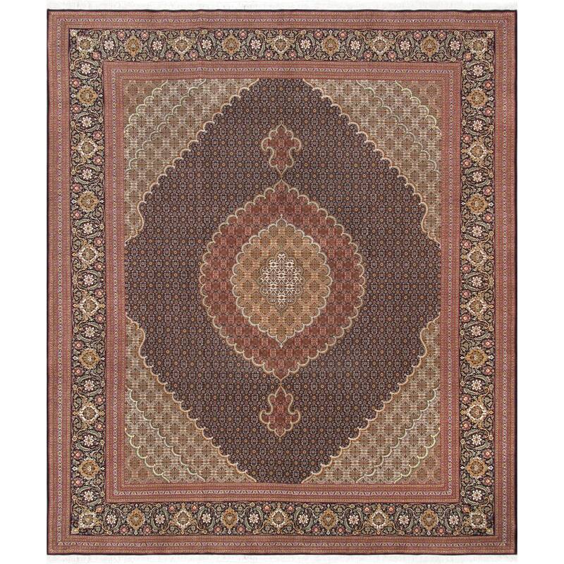 Pasargad Home Baku Hand-Knotted Silk & Wool Area Rug - 8' 3" X  9'10" - Navy