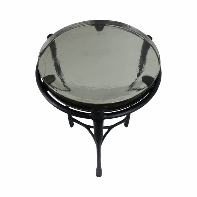 Metal Accent Side Tables Round Top and Frame Modern Design (Set of 2) - 16" x 16" x 26"