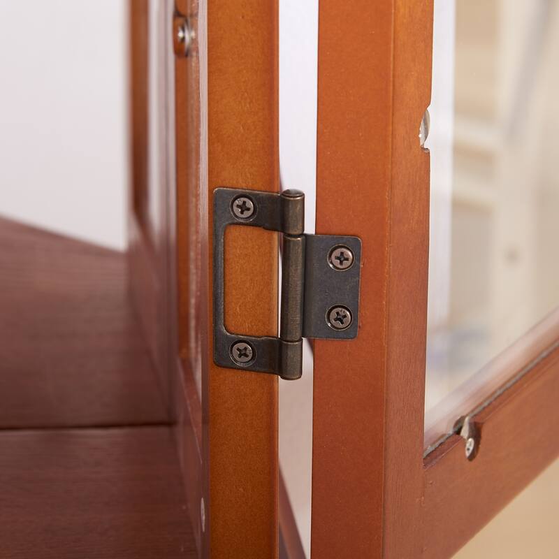 70" Lighted Corner Curio Cabinet with Tempered Glass Doors and Shelves