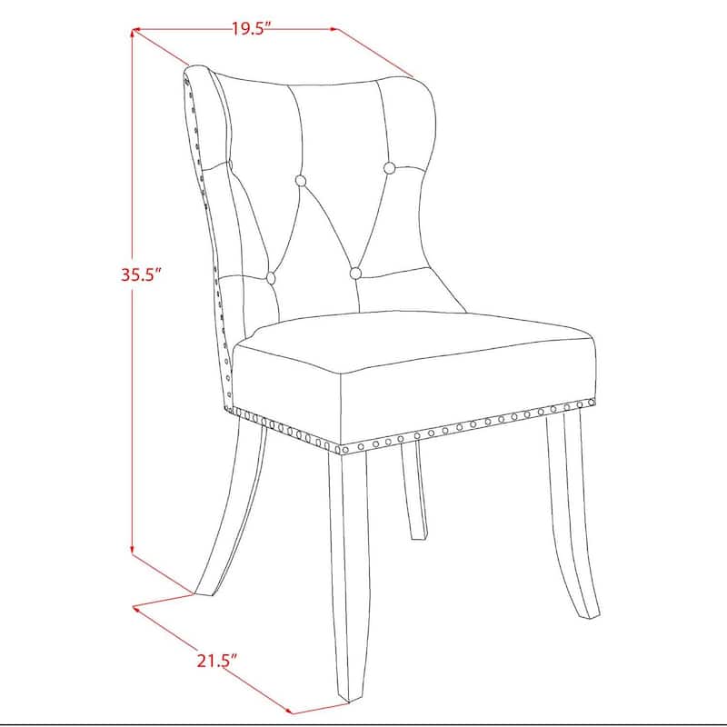 Upholstered Dining Chairs - Linen Fabric Parsons Chairs with Nailhead Trim - Set of 2