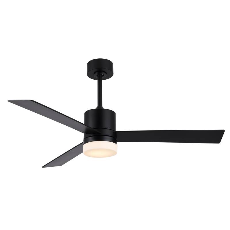 GetLedel 52" Modern 3-Blade Black Ceiling Fan with LED Light and Remote Control