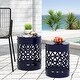 preview thumbnail 2 of 30, Metal Cylindrical Coffee Table, 2-Piece Side Table Set, Plant Stand with Overlapping Circle Iron-cut Design for Balcony