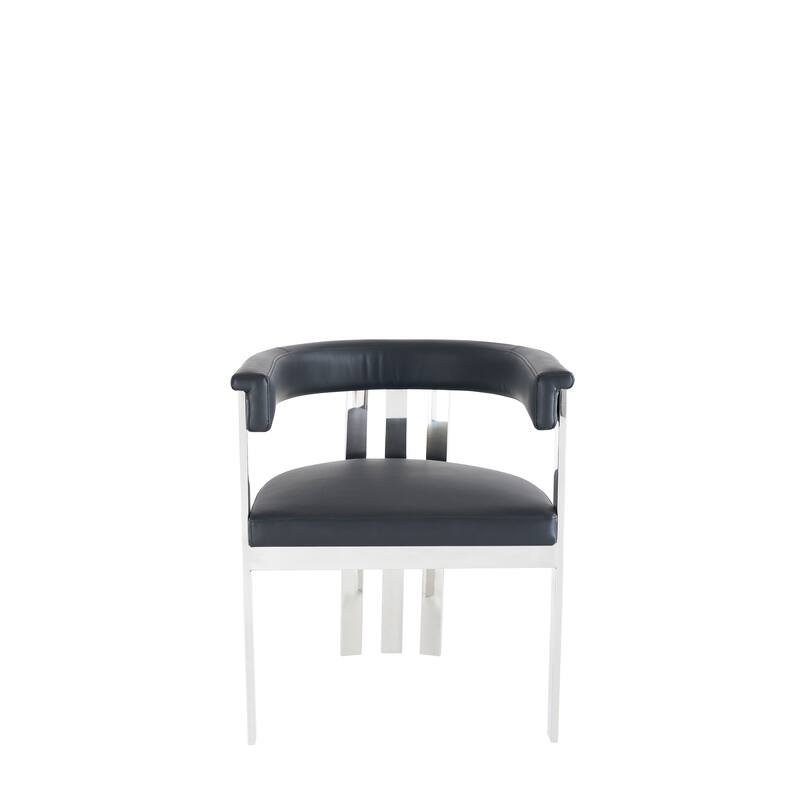 Modrest Pontiac Modern Black Vegan Leather and Stainless Steel Dining Chair