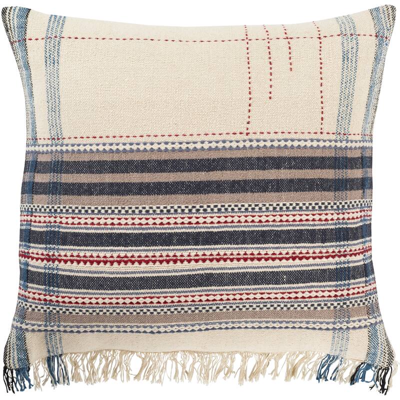 The Curated Nomad Park Hand-embroidered Boho 20-inch Pillow Cover - Cover Only - 20" x 20" Cover - Pillow Covers - Ivory