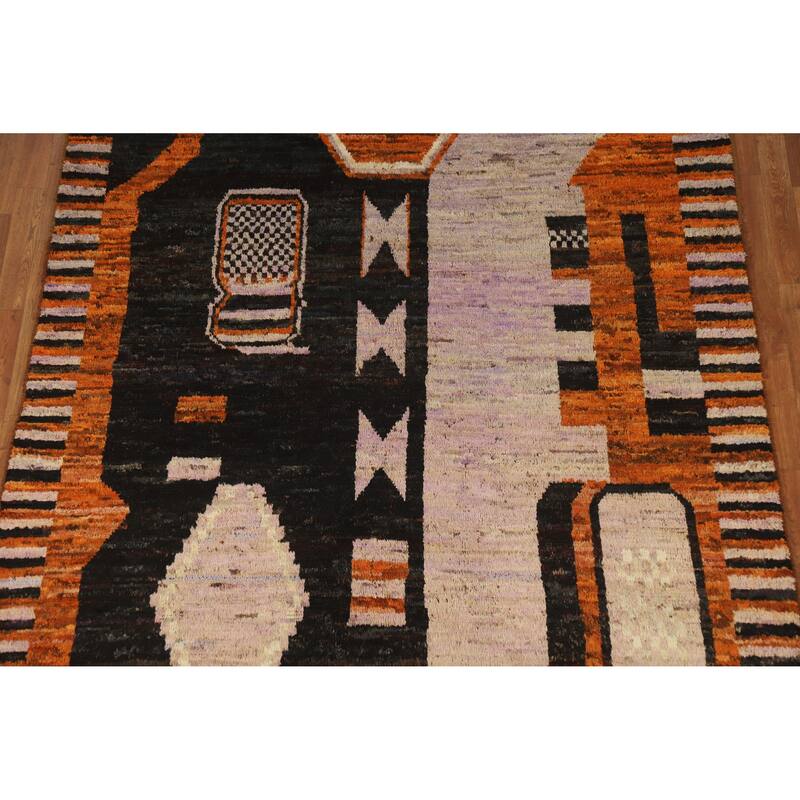 Geometric Moroccan Area Rug Handmade Bedroom Wool Carpet - 6'11" x 9'10"