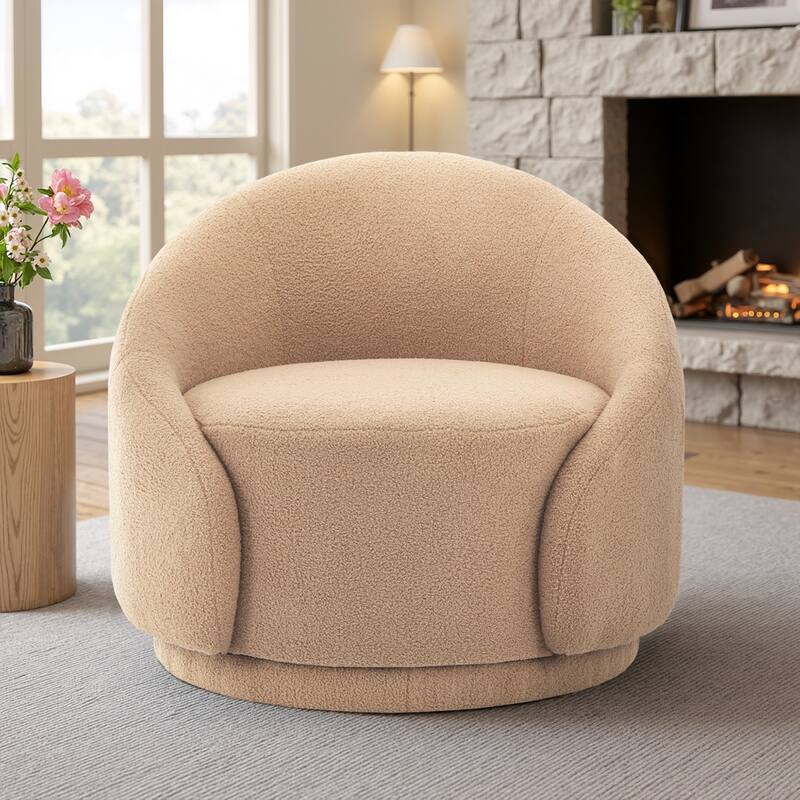 Modern Upholstered Swivel Barrel Chair Accent Lounge Chair