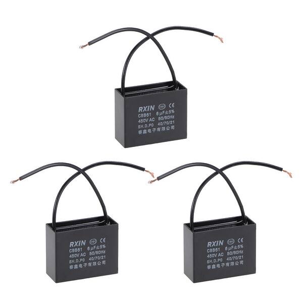 Shop 2 Wire Cbb61 Ceiling Fan Capacitor 6uf 450v Ac Motor Run Capacitors 3pcs Overstock 30401462