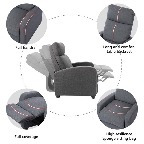 Recliner Chair Ergonomic Adjustable Single Fabric Sofa with Thicker Seat  Cushion