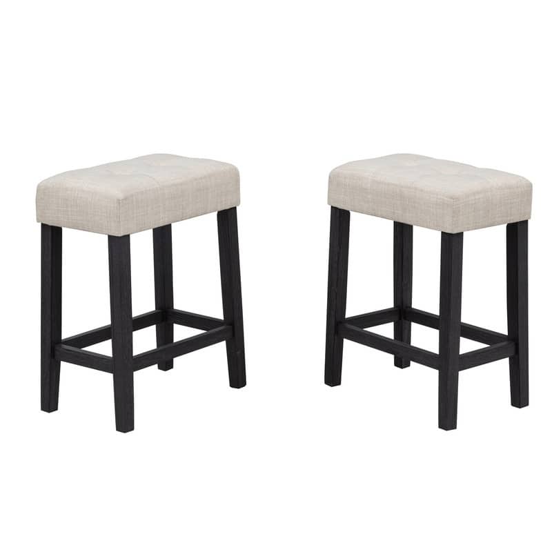 Best Master Furniture Delane Beige Charcoal Backless Bar Stool (Set of 2) - N/A - Set of 2