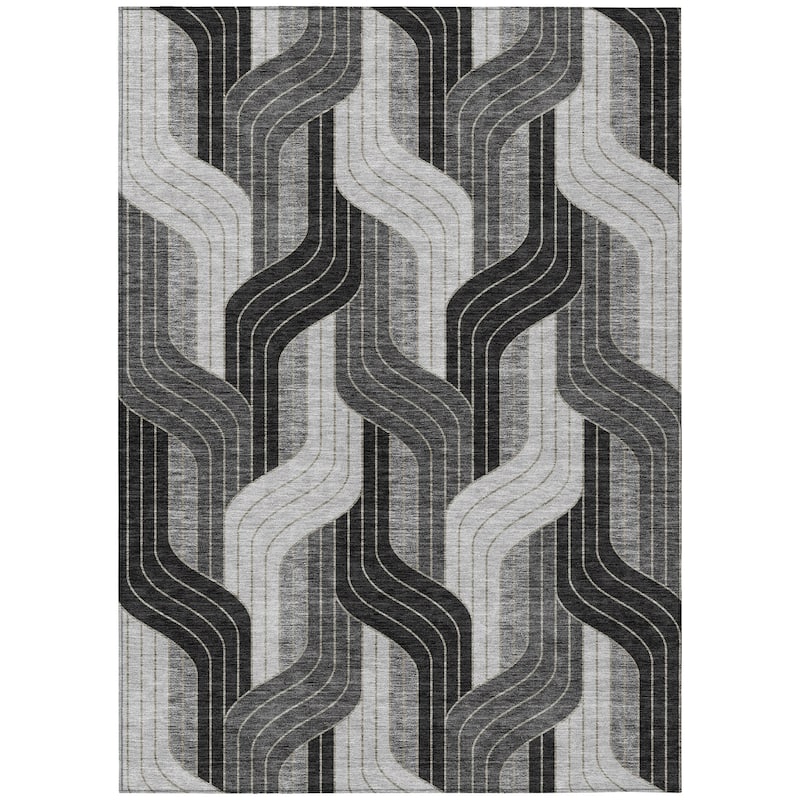 Machine Washable Indoor/ Outdoor Modern Pathway Chantille Rug