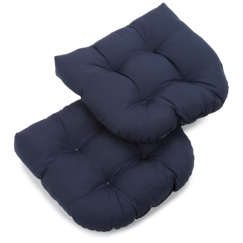 19-inch Twill U-shaped Chair Cushion (Set of 1, 2, or 4) - 19 x 19 - Set of 2 - Navy