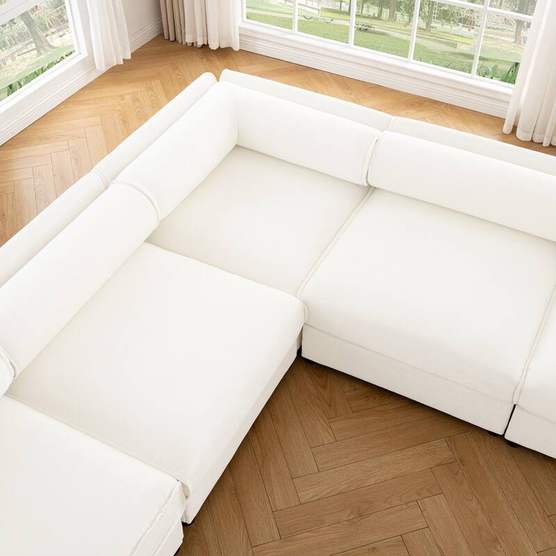 109" Chenille Upholstered 3-Seater Modular Sectional Sofa with Storage Seat, DIY Combination