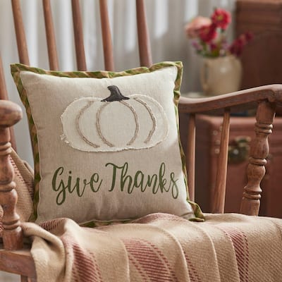 Harvest Blessings Applique Pumpkin Give Thanks Pillow 12x12