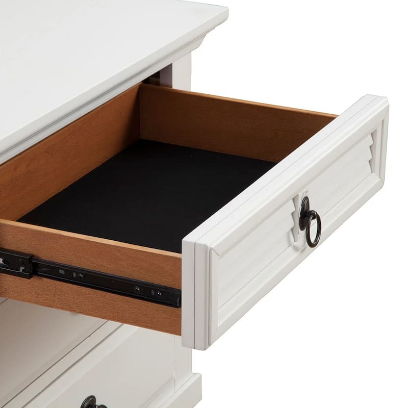 Pine Wood 3 Drawer Nightstand in White