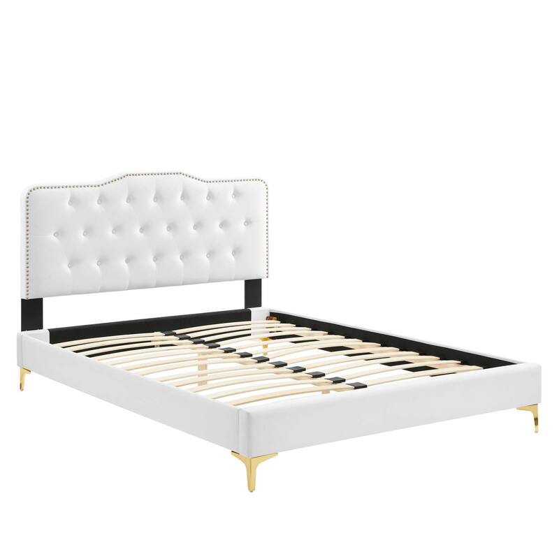 Amber Performance Velvet Queen Platform Bed