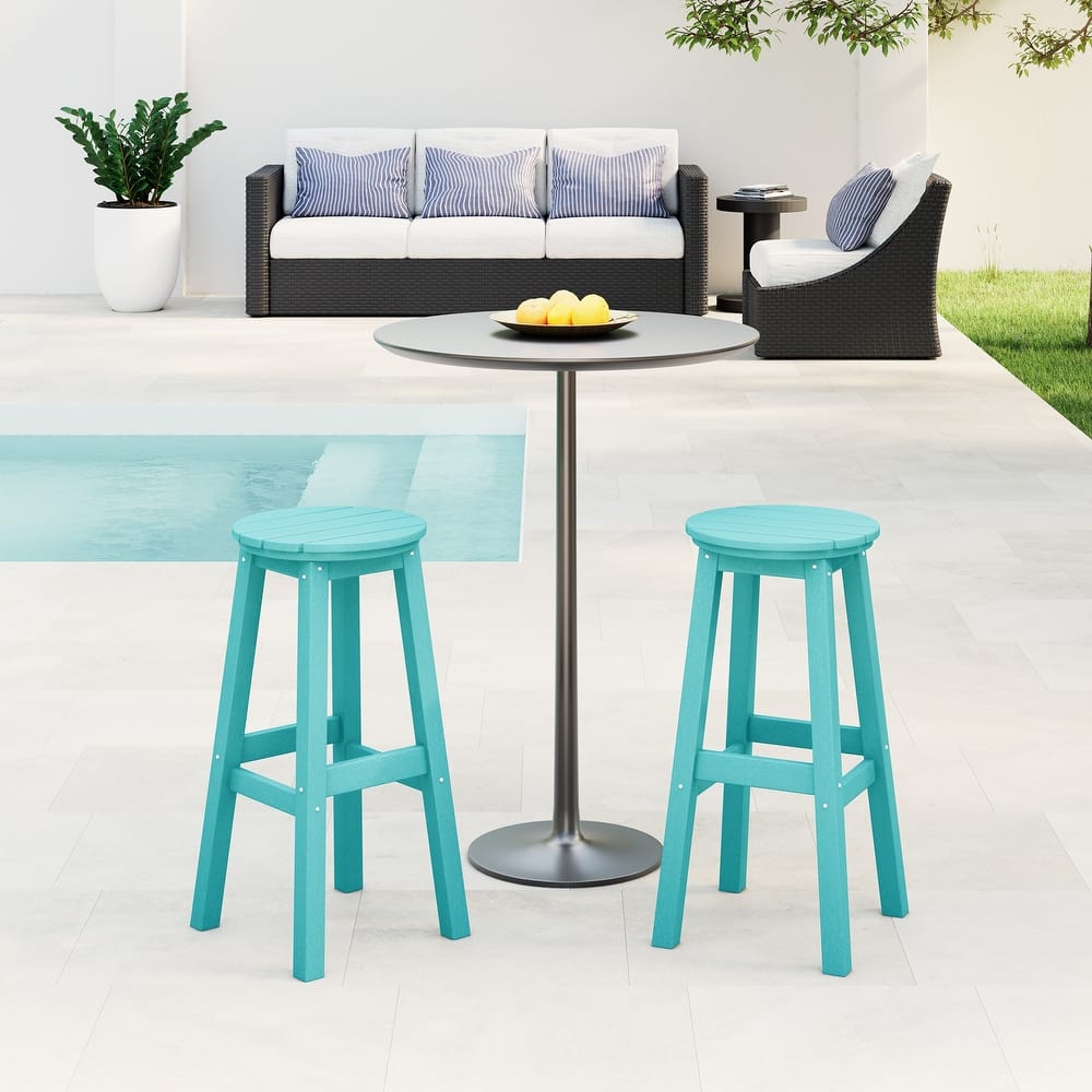 Laguna Hdpe All Weather Outdoor Patio 29" Round Bar Stool (Set Of 2)
