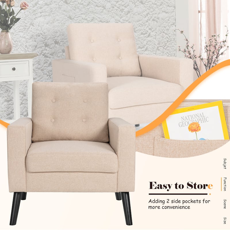 Costway Modern Tufted Accent Chair Fabric Armchair Single Sofa w/