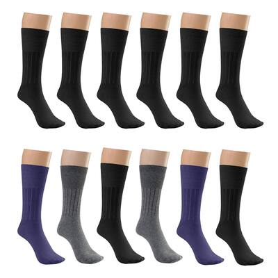 Physician Approved Diabetic Crew Socks 6 Pairs Moisture Wicking Black Colors