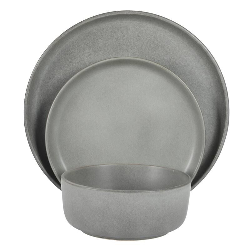 Gibson Elite Pasco (Service for 4) Plates and Double Bowl Reactive Glaze Stoneware Ceramic Dinnerware Set