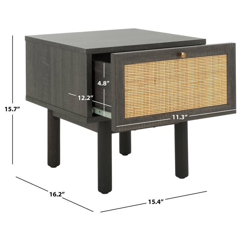SAFAVIEH Home Aino 1 Drawer Nightstand. - Distressed Black/Natural.