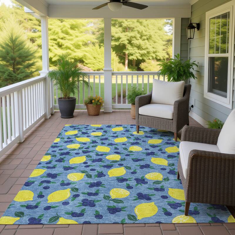 Machine Washable Indoor/ Outdoor Citrus Berry Chantille Rug