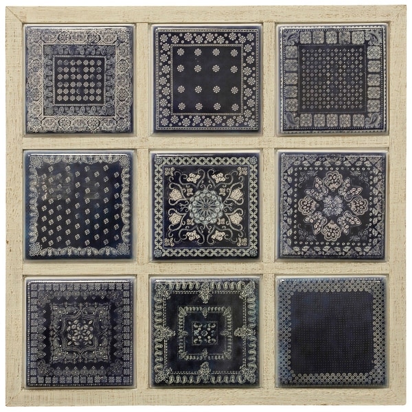 StyleCraft SC-WI42753 28 1/8" x 28 1/8" Metal and Wood Patterns and Designs Wall Sculpture - Blue