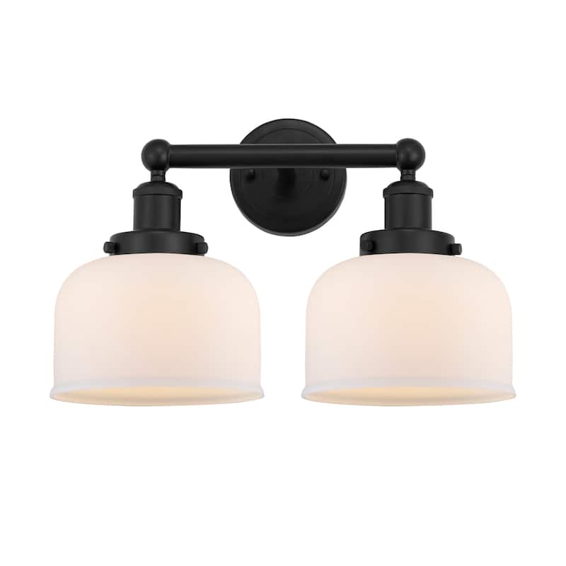 Innovations Lighting 616-2W-10-16-L Bell Vanity Bell 2 Light 16" Wide - Matte Black / Matte White