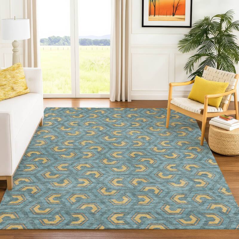 Machine Washable Indoor/ Outdoor Modern Zoa Chantille Rug