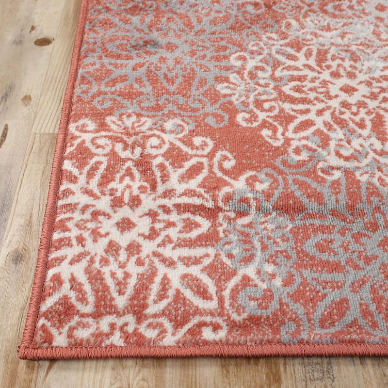 Superior Leigh Traditional Floral Scroll Indoor Runner or Area Rug