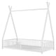 preview thumbnail 8 of 24, Twin Size Metal House Platform Bed with Triangle Structure and Guardrail for Kids, Boys and Girls