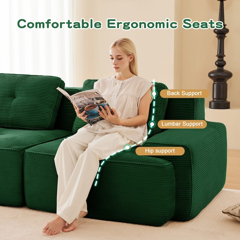 Modern U-Shaped Corduroy Sectional Sofa Couch with Removable Ottoman