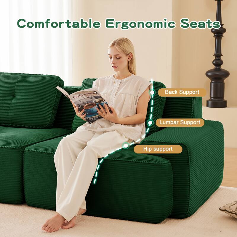 Modular L-Shaped Sectional Sofa with Ottoman for Living Room