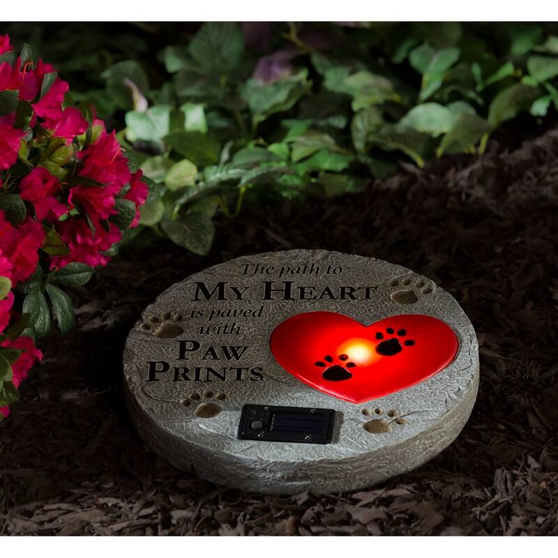 Paved with Paw Prints Solar Garden Stone