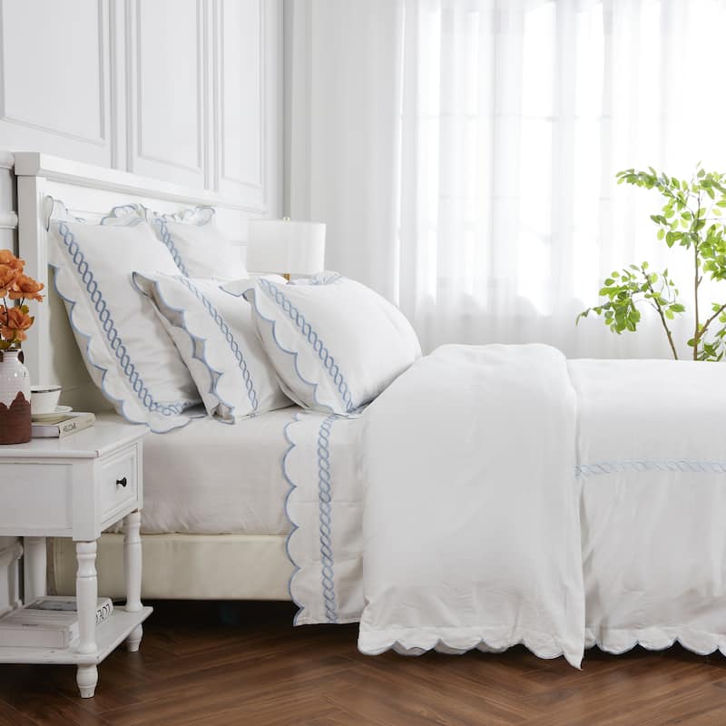 Home Sweet Home Collection 600TC Scallop and Rope Duvet Set and Sham