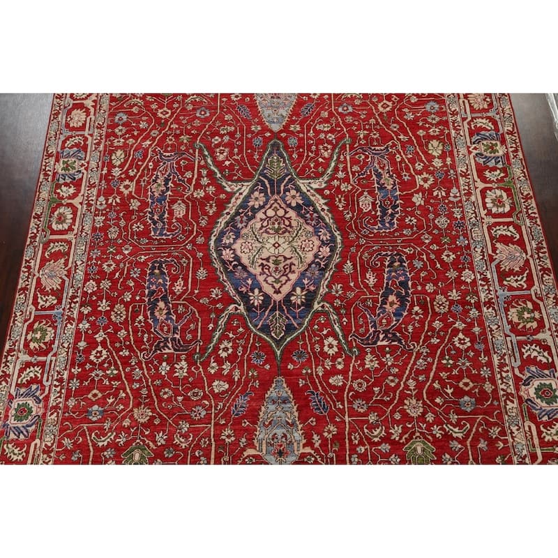 Vegetable Dye Red Heriz Oriental Home Decor Area Rug Wool Hand-knotted ...