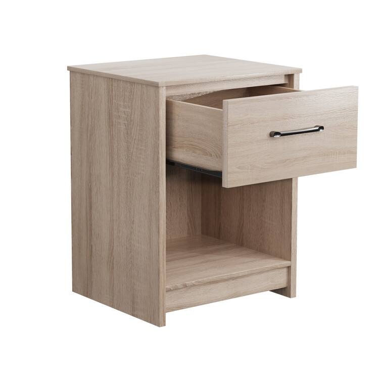 Wooden End Side Table Nightstand with Drawer Storage Shelf