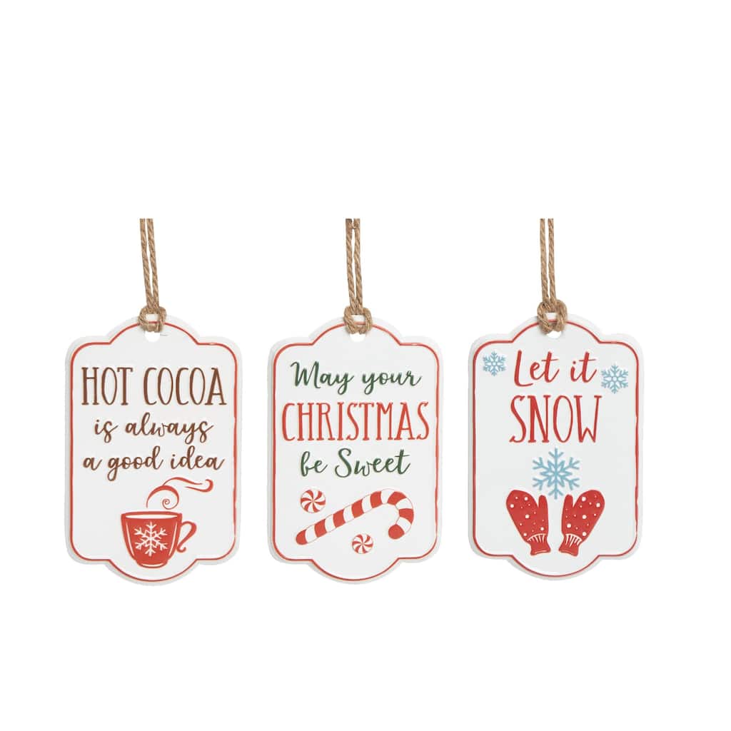 Transpac Metal 8.5 in. Multicolored Christmas Embossed Winter Ornament Set of 3